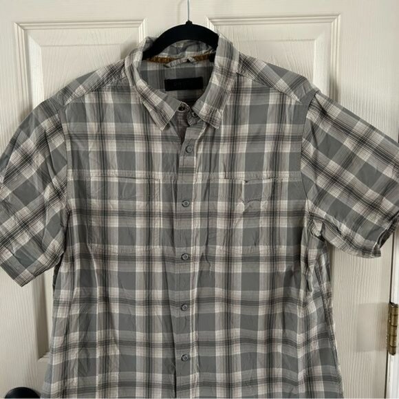 DKOTA Grizzly Button Snap Green Plaid Short Sleeve Shirt, Sz Large - Picture 2 of 16